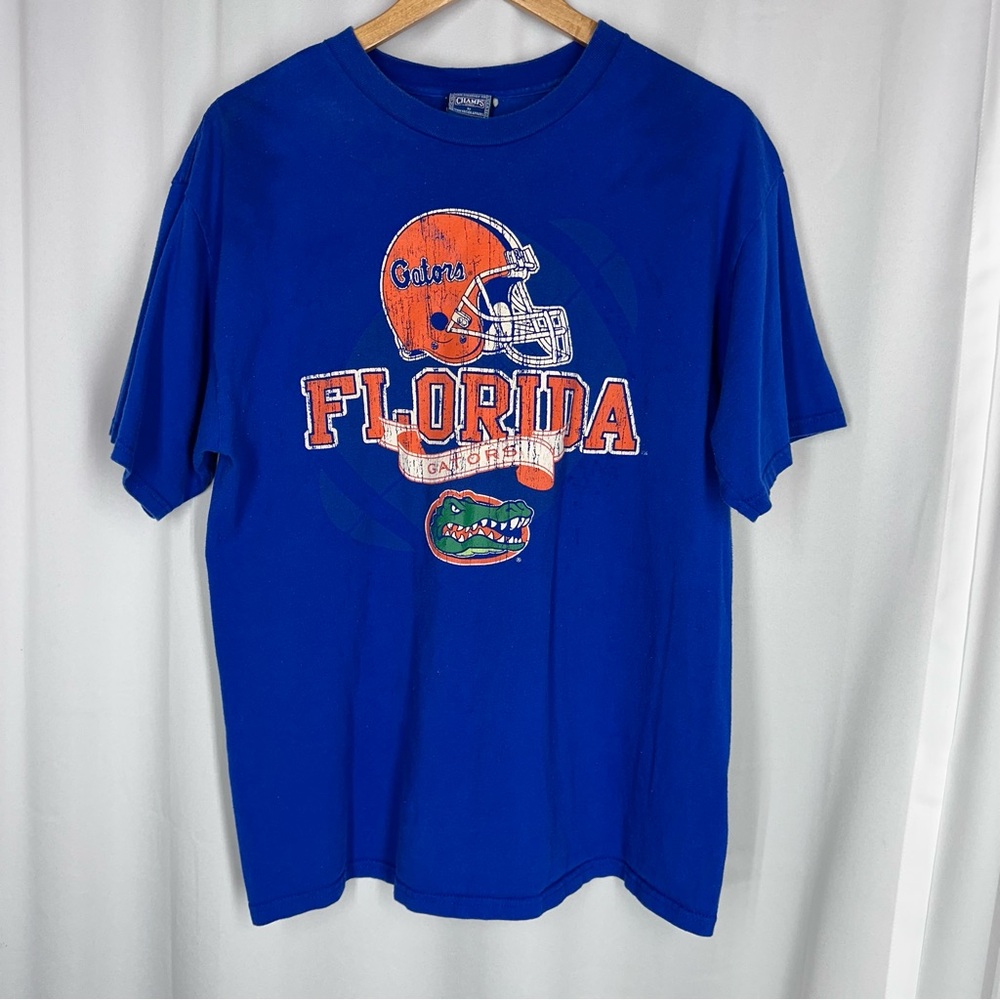 Vtg Champs Florida Gators T shirt Mens Med 90s Blue Football Sports Party‎ Y2K